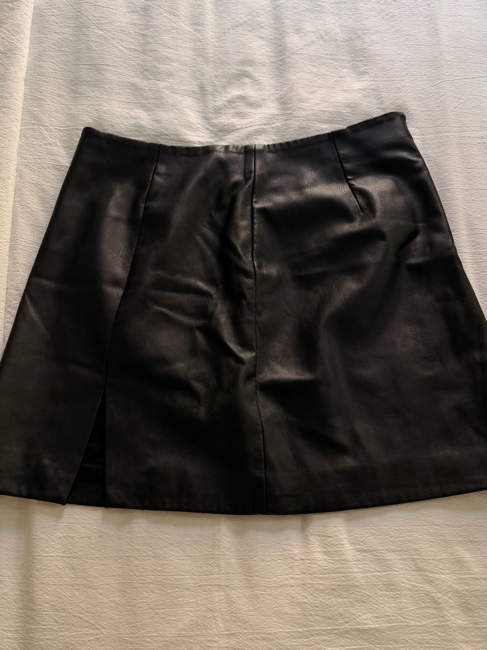 Anthropologie Black Faux Leather Mini Skirt